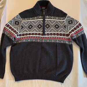 IZOD Men's Black and Red Zip-Up Sweater